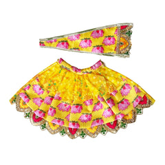 Blended Frill Thread Lace Sitara Work Multicolor Lehnga Patka