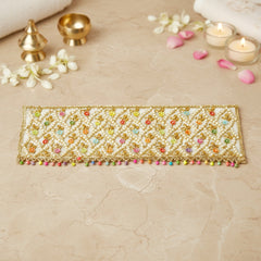 Thread Moti Stone Work Cream Small Chunri