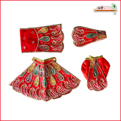 Coton Thread Sitara Moti Cutdana Work Red Jugal Jodi Poshak