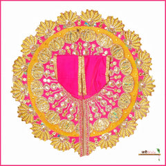 Blended Frill Thread Lace Work Magenta & Yellow Poshak
