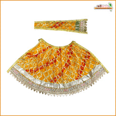 Bandhej Lace Work Yellow Lehnga Patka