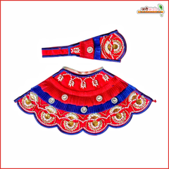 Blended Frill Net Cutdana Moti Work Red & Blue Lehnga Patka