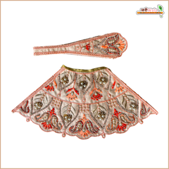Blended Thread Jarkan Moti Work Peach Lehnga Patka