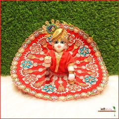 Shaneel Cutdana Moti Work Red Laddu Poshak