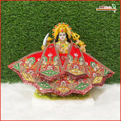 Blended Cutdana Moti Sitara Work Red Lehnga Patka