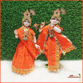 Cotton Thread Sitara Work Orange Jugal Jodi Poshak