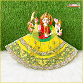 Blended Net Frill Dabka Stone Heavy Work Lemon & Green Lehnga Patka