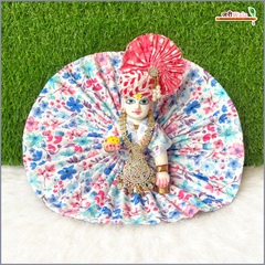 Cotton Floral Print Light Blue (Multicolor) Laddu Gopal Poshak