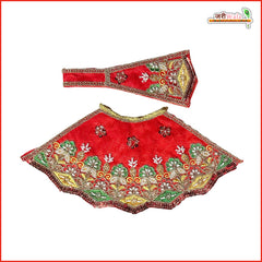 Blended Cutdana Moti Sitara Work Red Lehnga Patka