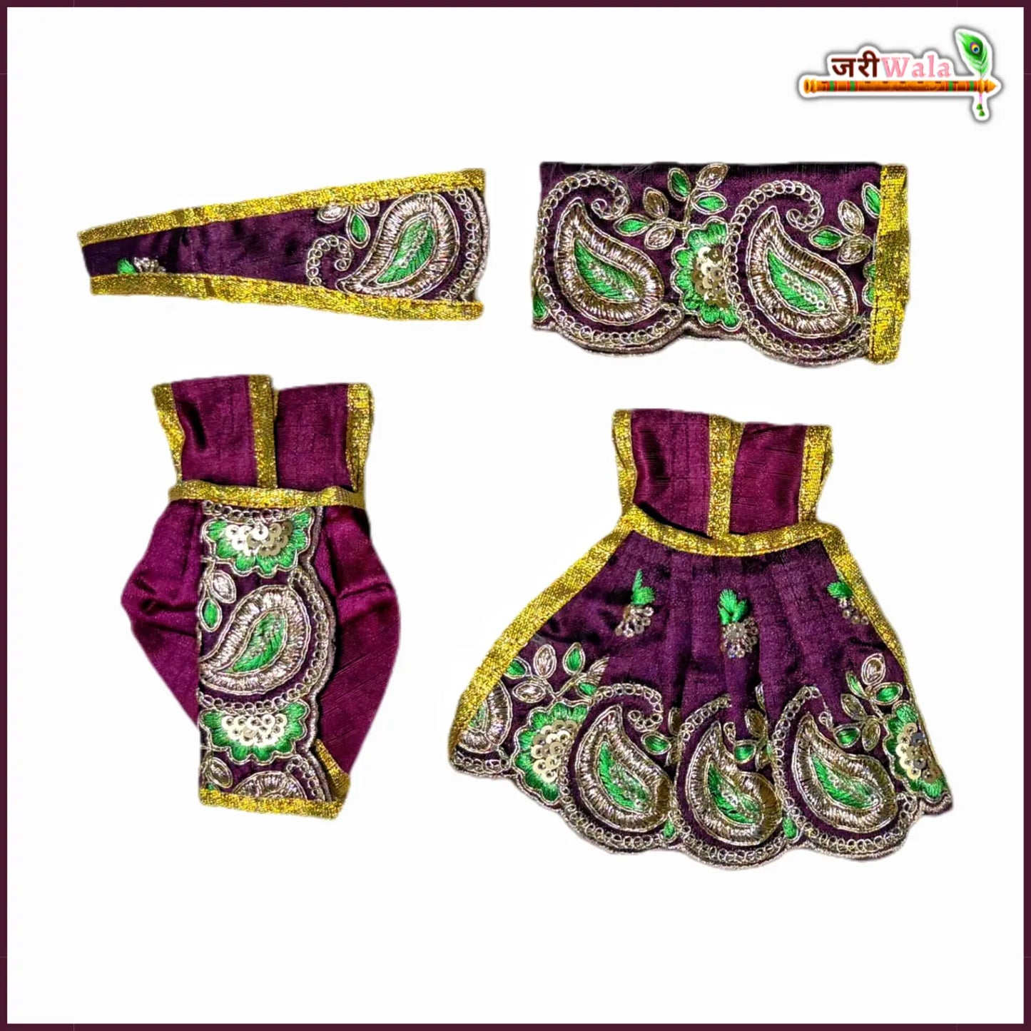 Blended Thread Sitara Work Wine Jugal Jodi Poshak