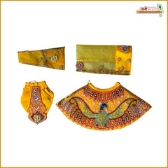 Blended Net Frill Thread Sitara Moti Peacock Work Yellow Jugal Jodi Poshak