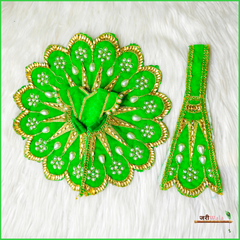 Shaneel Moti Lace Work Green Laddu Poshak With Patka