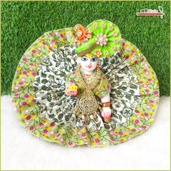 Cotton Floral Print Green (Multicolor) Laddu Gopal Poshak