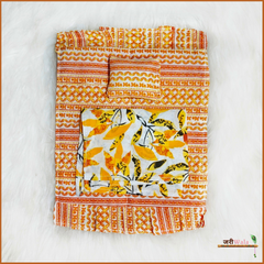 Cotton Printed 3 Piece Gadda Takia Set Yellow