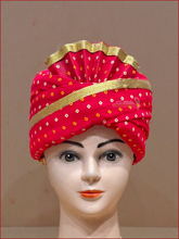 Wedding Pagdi/Safa Red Golden (Chunri Print)