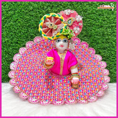 Blended Thread Sitara Cutdana Work Magenta Laddu Gopal Poshak