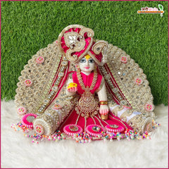 Blended Cone Thread Kundan Mirror Moti Work Multicolor Laddu Gopal Poshak With Patka