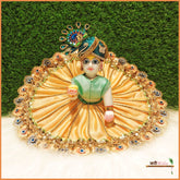 Blended Lace Jarkan Work Peach Laddu Poshak With Patka