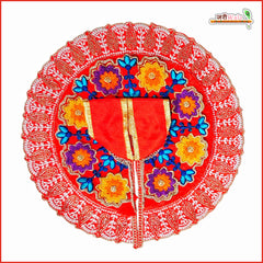 Blended Cotton Frill Moti Cutdana Thread Work Red Laddu Gopal Poshak
