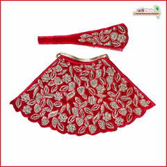 Shaneel Thread Stone Work Red Lehnga Patka