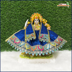 Blended Thread Sitara Work Dark Blue Lehnga Patka