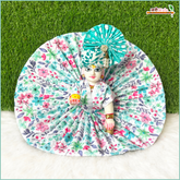 Cotton Floral Print Sea Green (Multicolor) Laddu Gopal Poshak