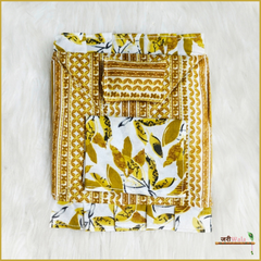 Cotton Printed 3 Piece Gadda Takia Set Brown