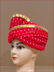 Wedding Pagdi/Safa Red Golden (Chunri Print)
