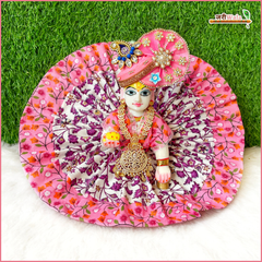 Cotton Floral Print Baby Pink (Multicolor) Laddu Gopal Poshak