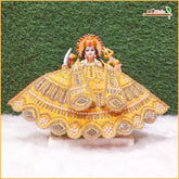 Shaneel Thread Stone Moti Work Yellow Lehnga Patka