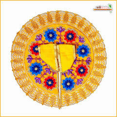 Blended Cotton Frill Moti Cutdana Thread Work Yellow Laddu Gopal Poshak