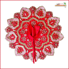 Blended Thread Heavy Jarkan Cutdana Work Red Laddu Gopal Poshak