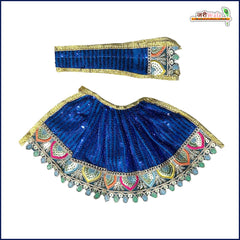 Blended Thread Sitara Work Dark Blue Lehnga Patka