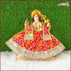 Bandhej Lace Work Red Lehnga Patka
