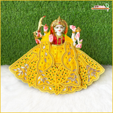 Blended Moti Stone Heavy Work Yellow Lehnga Patka