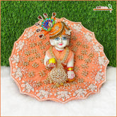 Blended Thread Heavy Moti Cutdana Work Peach Laddu Gopal Poshak