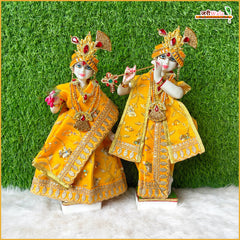 Blended Thread Sitara Work Yellow Jugal Jodi Poshak