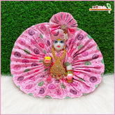 Blended Cotton Baby Pink Laddu Gopal Poshak With Pagdi
