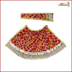 Bandhej Lace Work Red Lehnga Patka