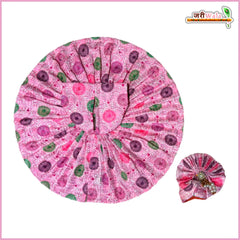 Blended Cotton Baby Pink Laddu Gopal Poshak With Pagdi