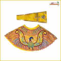 Blended Net Frill Thread Sitara Moti Peacock Work Yellow Lehnga Patka