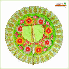 Blended Cotton Frill Moti Cutdana Thread Work Light Green Laddu Gopal Poshak