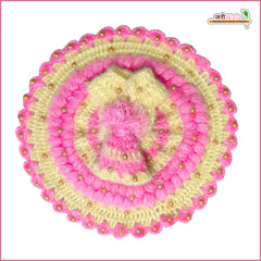 Woolen Fancy Baby Pink & Cream Poshak With Cap