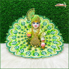 Blended Cutdana Moti Work Green Shade Laddu Gopal Poshak