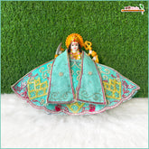 Blended Net Frill Thread Sitara Moti Work Firozi Lehnga Patka