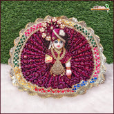 Shaneel Thread Sitara Lace Work Wine Laddu Gopal Poshak