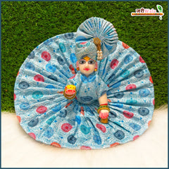 Blended Cotton Light Blue Laddu Gopal Poshak With Pagdi