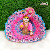 Blended Frill Net Cutdana Sitara Work Baby Pink Laddu Gopal Poshak