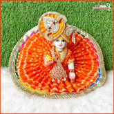 Bandhej Frill Work Orange Laddu Gopal Poshak