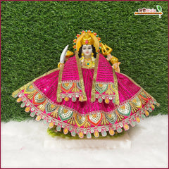 Blended Thread Sitara Work Magenta Lehnga Patka